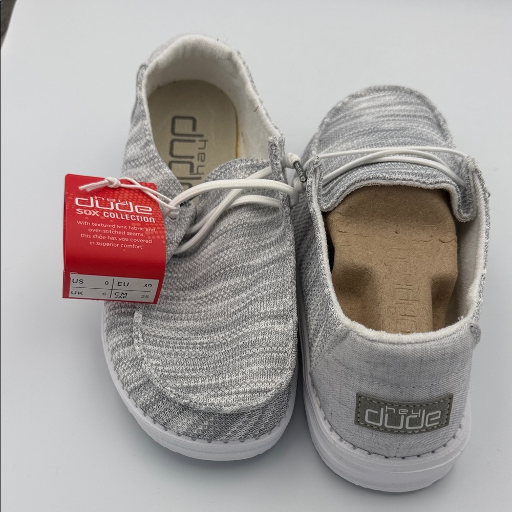 Hey Dude Womens Light Gray Slip-On Sneakers